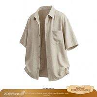 ZHUOCAN | Beige Short Sleeve Linen Summer Lightweight Sun-Protection Shirt