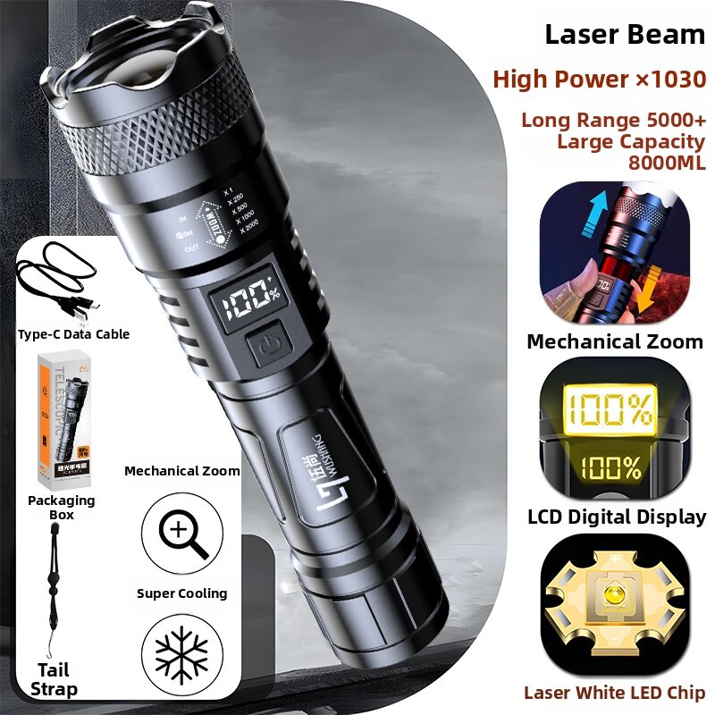 Rechargeable Super Bright Zoomable Outdoor Flashlight