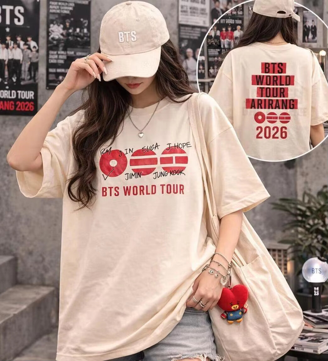 Hot Toys | 2026 New BTS Arirang World Tour Graphic Unisex 100%cotton ShirtThere Are Children Size Kpop Summer Mens Womens Fashion Tshirt