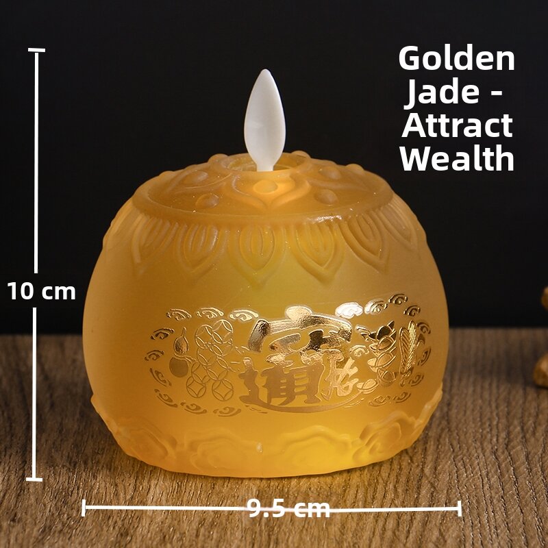 Colorful Glass Lotus Lamp Buddha Front Long Burning Lamp Bodhisattva Offering Lamp Household Electronic Candle Butter Lamp Battery Buddha Lamp