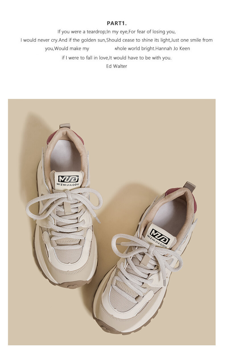 Women's Casual Sport Shoes Spring 2025 Thick Bottom Dad Shoes Color Block Versatile Small Size Korean Style Agan Leisure Sports Shoes