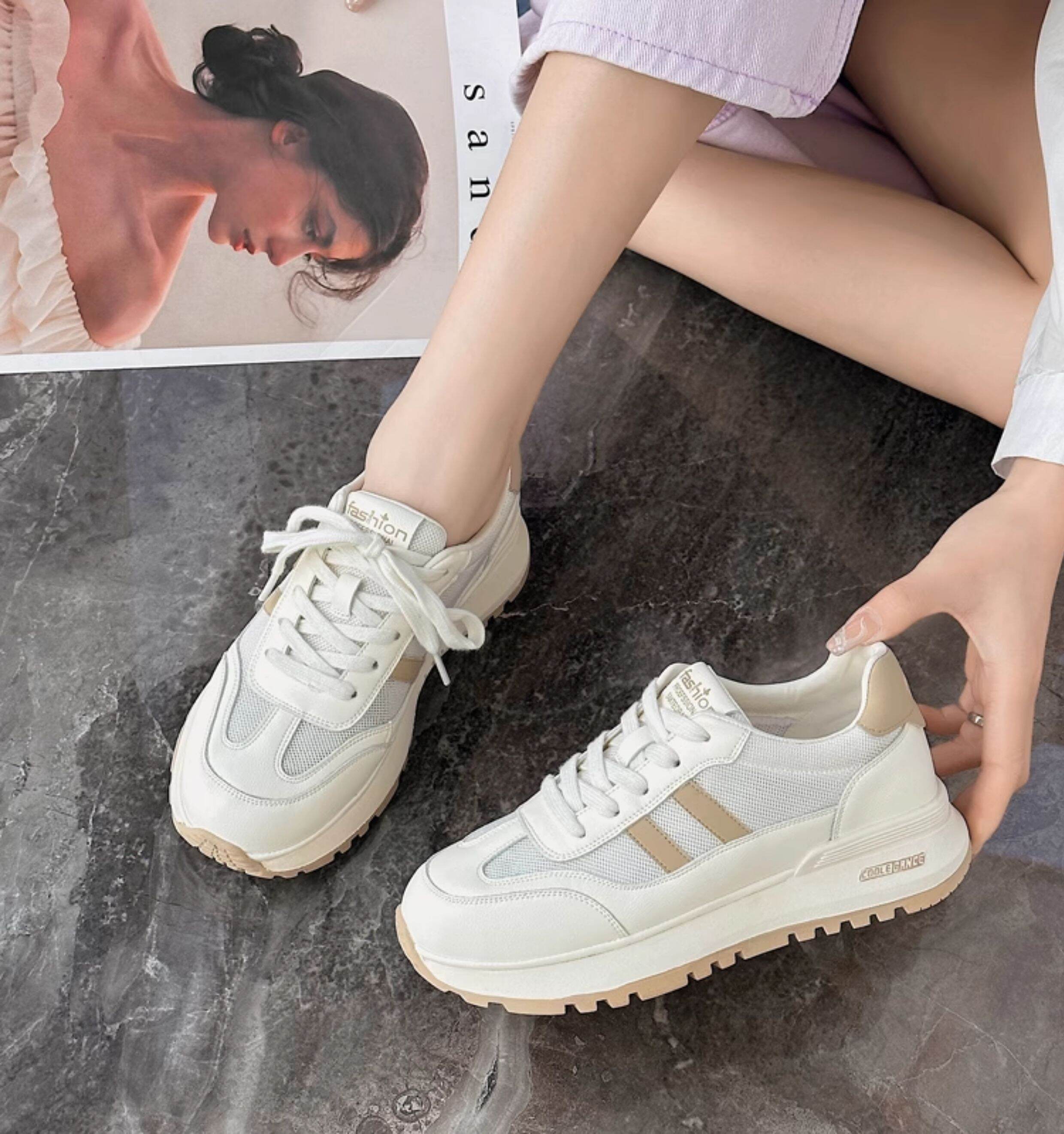 Zapatillas de malla de verano para mujer, zapatillas deportivas informales, estilo papá, modernas, sin cordones, punta redonda, tacón medio, calzado cómodo y a la moda
