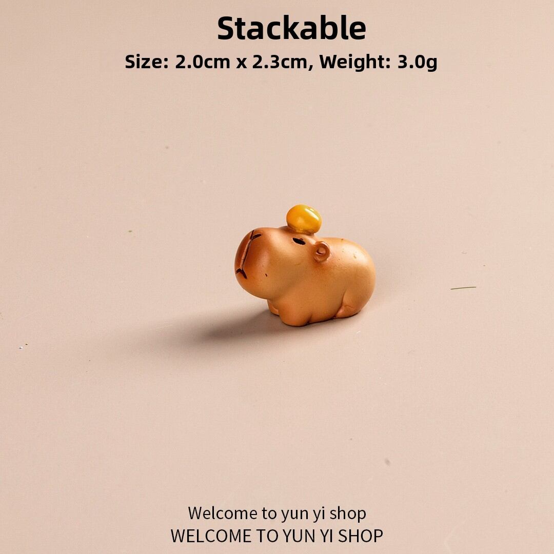 Cute Capybara Cake Miniature Figurine Stable Mood Desktop Decoration 3D Resin Sculpture Childrens Room Decor Gift Item Set