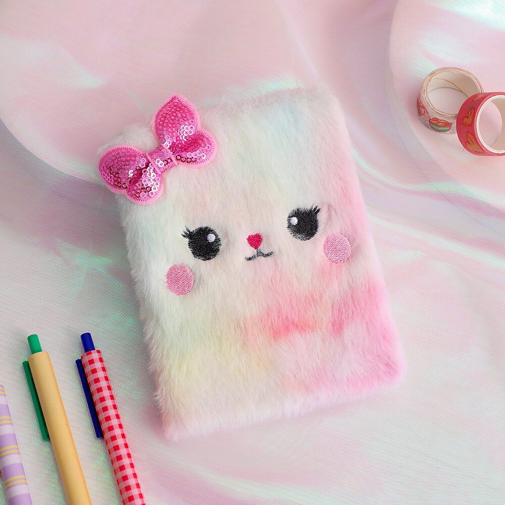 Kitty Cat Design Diary Cute Plush Notebook for Students Gifts
