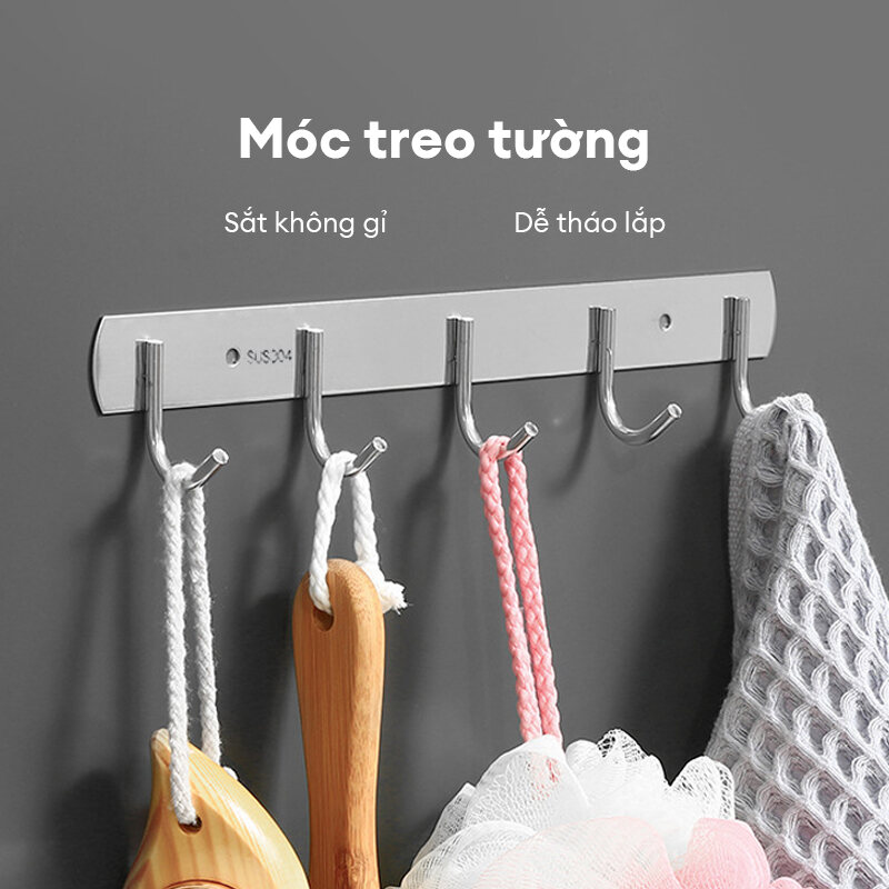  Móc treo tường treo ray treo quần áo Móc 4 5 6 chất liệu chất lượng Móc cửa đa năng Móc áo hạng nặng Móc cửa thép không gỉ có giá đỡ bảo vệ cho quần áo mũ áo choàng tắm khăn tắm Gắn tường 