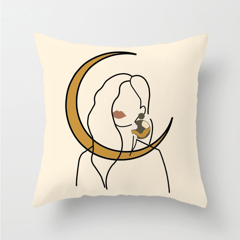 Nordic Style Sofa Pillow Cream Geometric Backrest Cushion Cover Living Room Decorative Square Pillow Case PP Cotton Core
