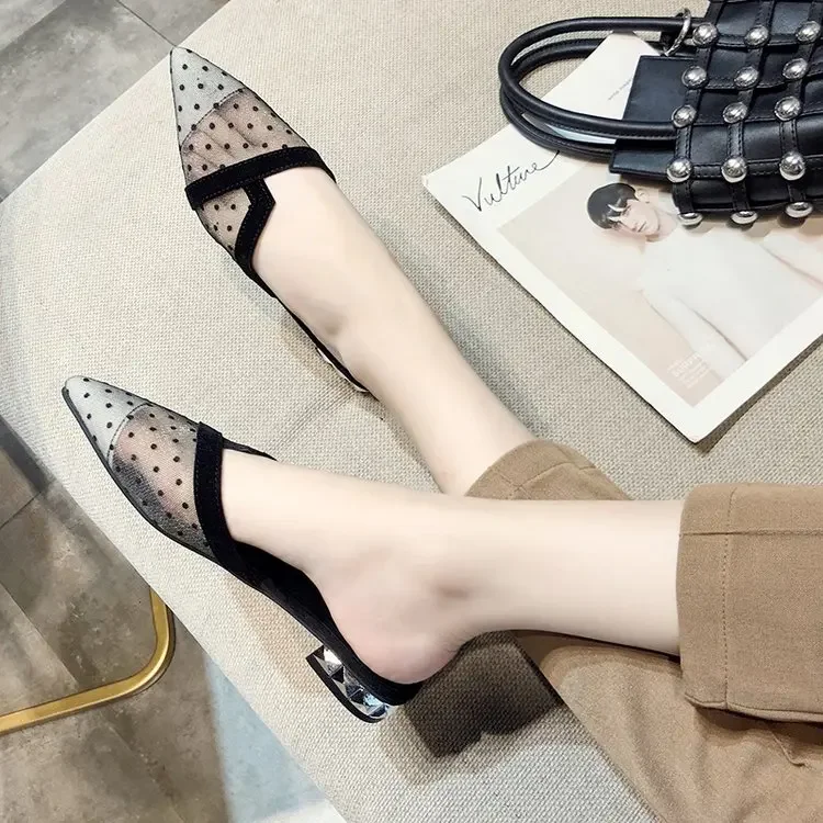 Women's Slippers Summer 2020 New Outdoor Fashion Chic Internet Hot Sandals Korean Style All-Match Pointed Toe Cap Semi-Slipper Mules