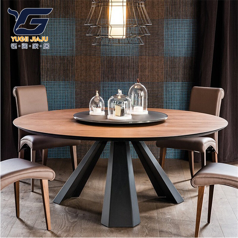 American Solid Wood Restaurant Table, 8 Person Round Table