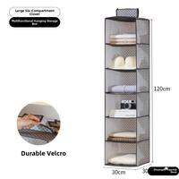 MOMIAN | Closet Organizer Shelf Cabinet Divider Hanging Closet Partition Basket Layered Rack Fabric Storage Bag