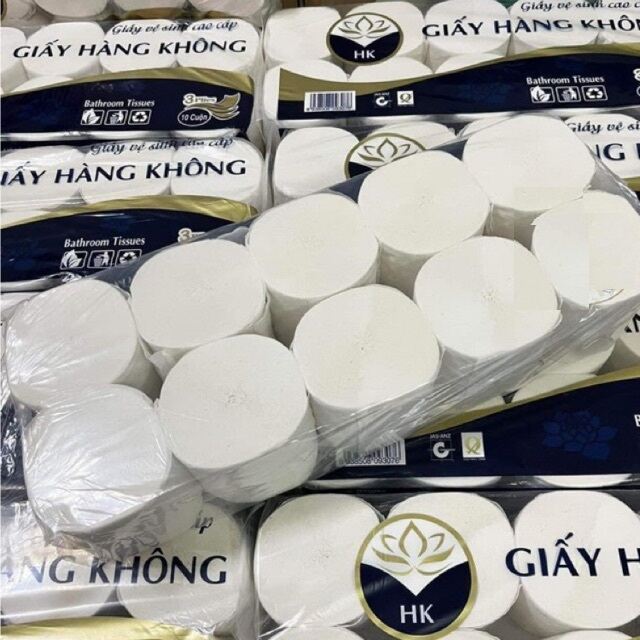 Lốc 10 Cuộn Giấy vệ sinh HÀNG KHÔNG 4 Lớp Giấy dày Mềm mịn Không lõi 1 Cuộn chắc tay lên tới 350 tờ Bột giấy nguyên chất Giấy loại 1 Giá siêu sỉ.