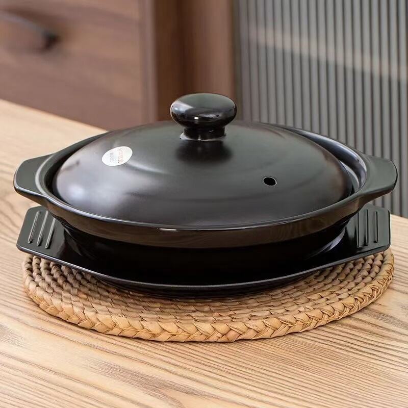 Jingdezhen Ceramic Shallow Sand Pot Stove Top Gas Cooking High Temperature Resistant Large Capacity Stone Pot for Cooking Rice. 