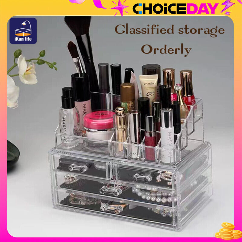 กล่องเก็บเครื่องสำอาง กล่องวางเครื่องสำอาง อะคริลิคชั้นวางเครื่องสำอาง สามารถซ้อนกันได้ เก็บเครื่องสำอาง แปรงแต่งหน้า ผลิตภัณฑ์ดูแลผิว ราคา 91 บาท*ส่งฟรี