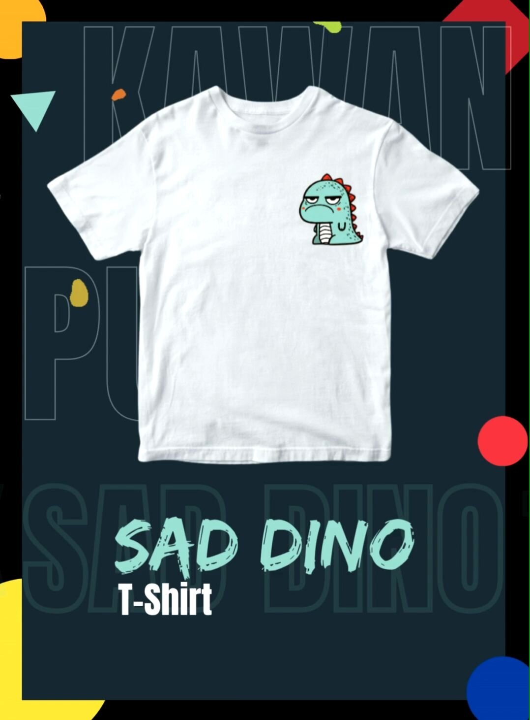 baju atasan anak laki-laki Kaos sablon digital printing SAD DINO Unik Fashion Anak-anak Laki-laki dan Perempuan 2-12 Tahun