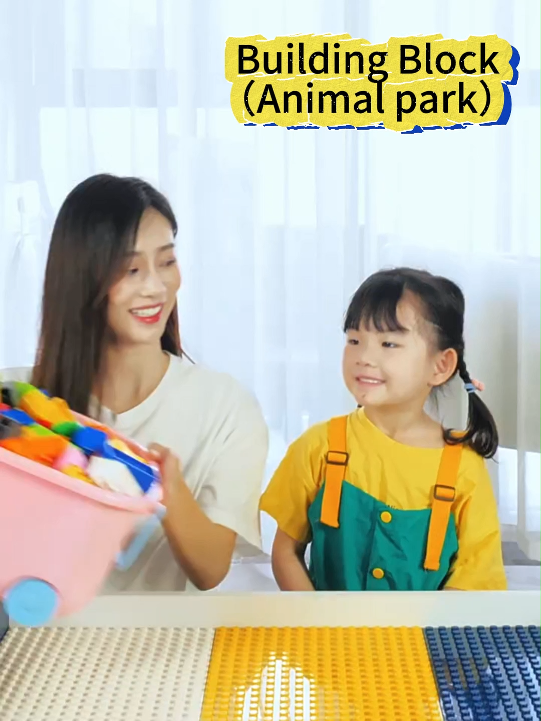 (Malay spot) Certificate CPC, CE Children's large particle building blocks educational DIY building blocks (animal park) storage car to enhance hands-on observation color cognition intelligence development toys