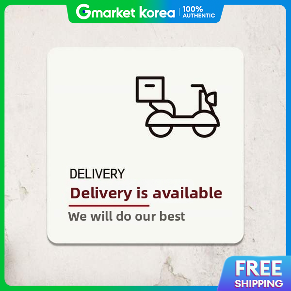 (Artipia) Delivery Takeout /Delivery Adhesive Sign 18X18Cm White