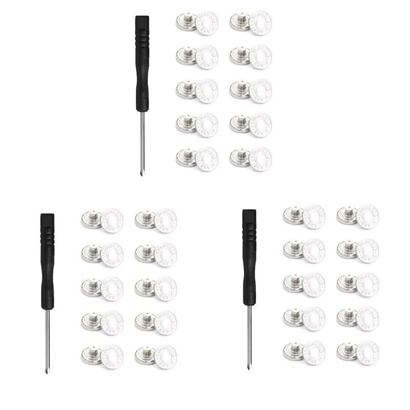10/20/30pcs Jeans Buttons With Screwdriver Clothing Pants Sewing Accessories Waist Buckle 17mm Nail Free Waist Extenders Button