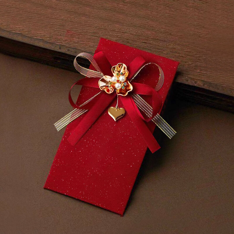 Luxury Fabric Wedding Envelope for Bridesmaids And Close Friends Engagement Gift Money Seal Red Envelope Celebration Pack