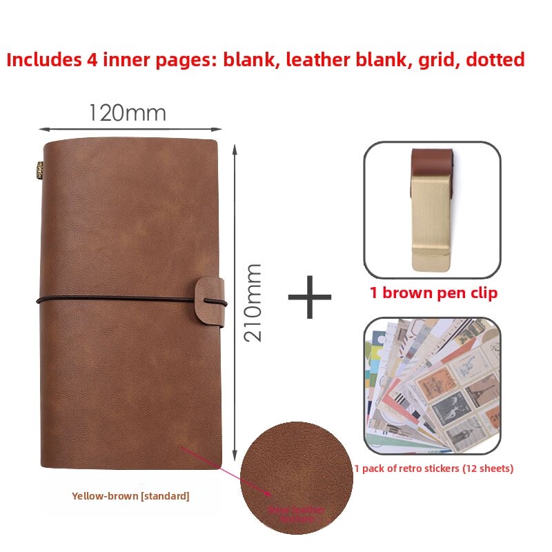 Creative Travel Diary Notebook Portable Vintage Leather Loose Leaf Stationery Travel Journaling Book D009 Soft Cover Copy Paper