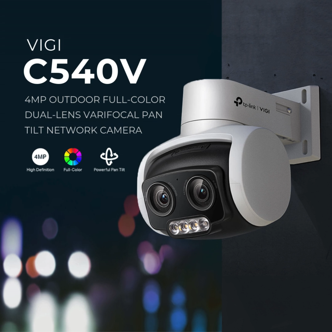 TP-Link Official | VIGI C540V | VIGI 4MP Outdoor Full-Color Pan/Tilt Home Security Network CCTV Camera Connect to Cellphone