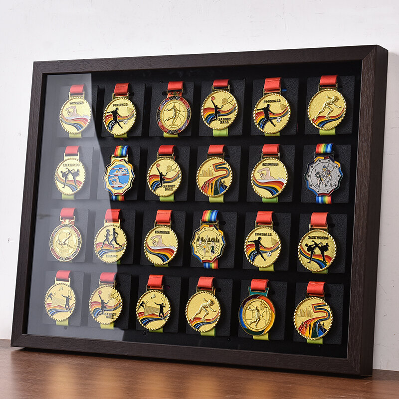 Medal Display Frame Trophy Storage Box High-end Solid Wood Frame