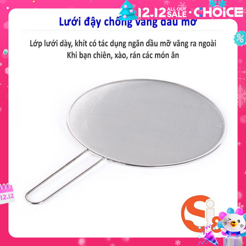 Nắp lưới đậy chảo chống văng dầu mỡ inox có tay cầm loại lớn cao cấp