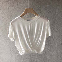 YOULIZHIHUA | Knot Tied Loose Fit Fitness T-Shirt Short Sleeves Crop Top