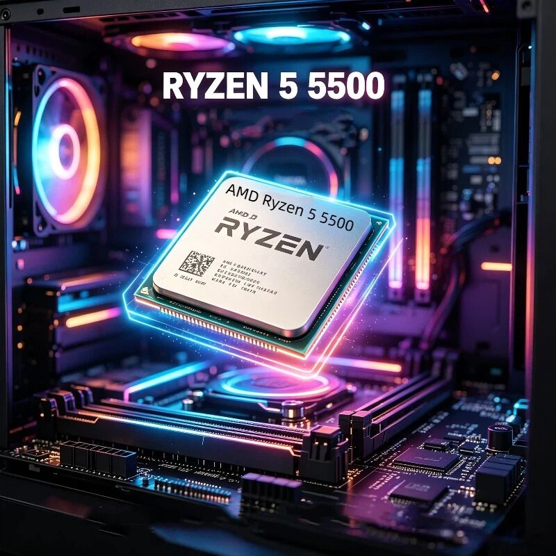 AMD | AMD Ryzen 5 5500 CPU Processor R5 5500 6‑Core 12‑Thread 4.2