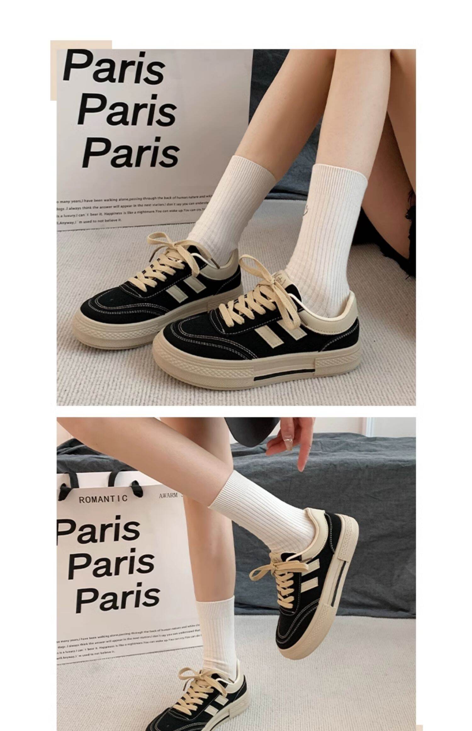 Black Canvas Sneakers Women's Casual Breathable Sports Shoes Spring New Style Versatile Flat Shoes Comfortable Low Top round Toe · v7