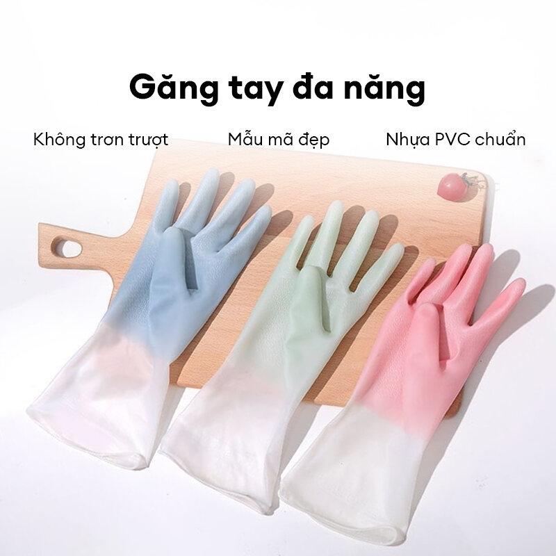 Găng Tay Cao Su Rửa Chén Chống Thấm Nước – Chống Trượt – Dẻo Dai – Dành Cho Nội Trợ & Làm Sạch Nhà Bếp