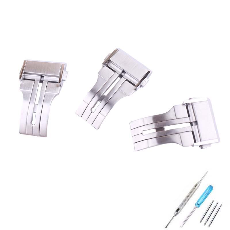 22mm men silver solid stainless steel buckle compatible for Hublot Big Bang Leather watch band women folding buckle accessories