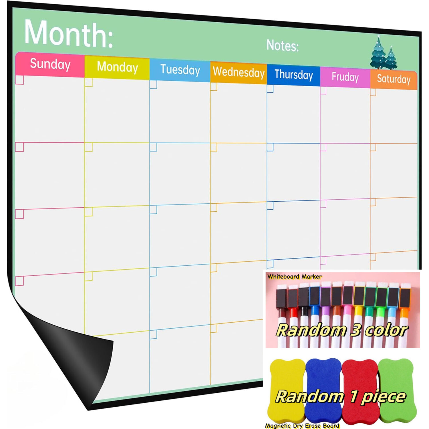 Magnetic Fridge Dry Erase Calendar Large White Board Calendar Refrigerator17x12 inch Family ScheduleMonthly Planner Choresw