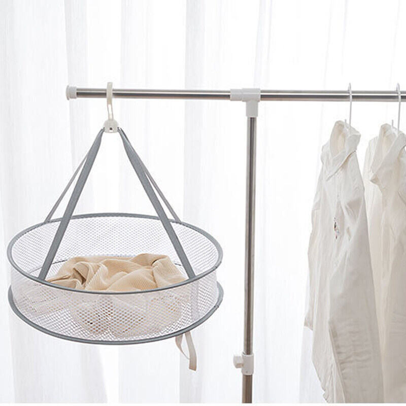 ตะกร้าราวตากผ้าขอบอเนกประสงค์ตาข่ายอบผมราวตากผ้าพับได้สองชั้นตาข่ายอบผมราวตากผ้าแบนกระเป๋าตาข่ายใหญ่สำหรับใช้ในครัวเรือน ราคา  20 บาท*ส่งฟรี