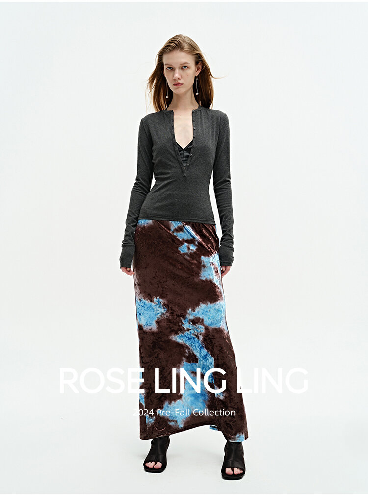 RoseLingLing Ultra-Fine Australian Silk Wool Blend Slimming Knit T-Shirt with Henley Collar for Women Casual Summer Style