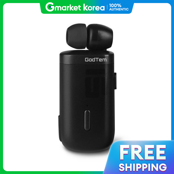 Godtem Wireless Clip-On Earphones Waterproof Vibration Mini Bluetooth 5.3 Music Youtube Black