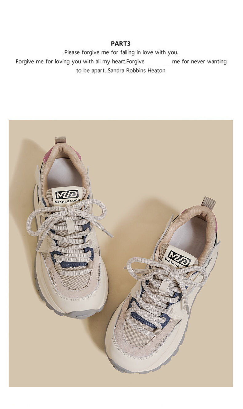 Women's Casual Sport Shoes Spring 2025 Thick Bottom Dad Shoes Color Block Versatile Small Size Korean Style Agan Leisure Sports Shoes