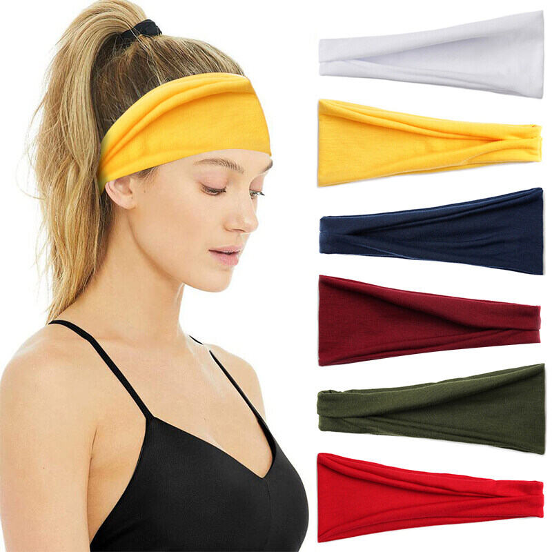 Màu trơn Yoga thể thao băng đô hấp thụ mồ hôi ban nhạc chạy tập thể dục Headband unisex Băng đô co dãn bông mũ nón