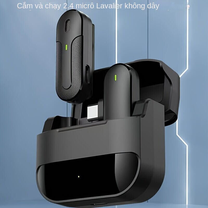 Professional Wireless Lavalier Lapel Microphone With Charging Compartment Cordless Omnidirectional Condenser Recording Mic