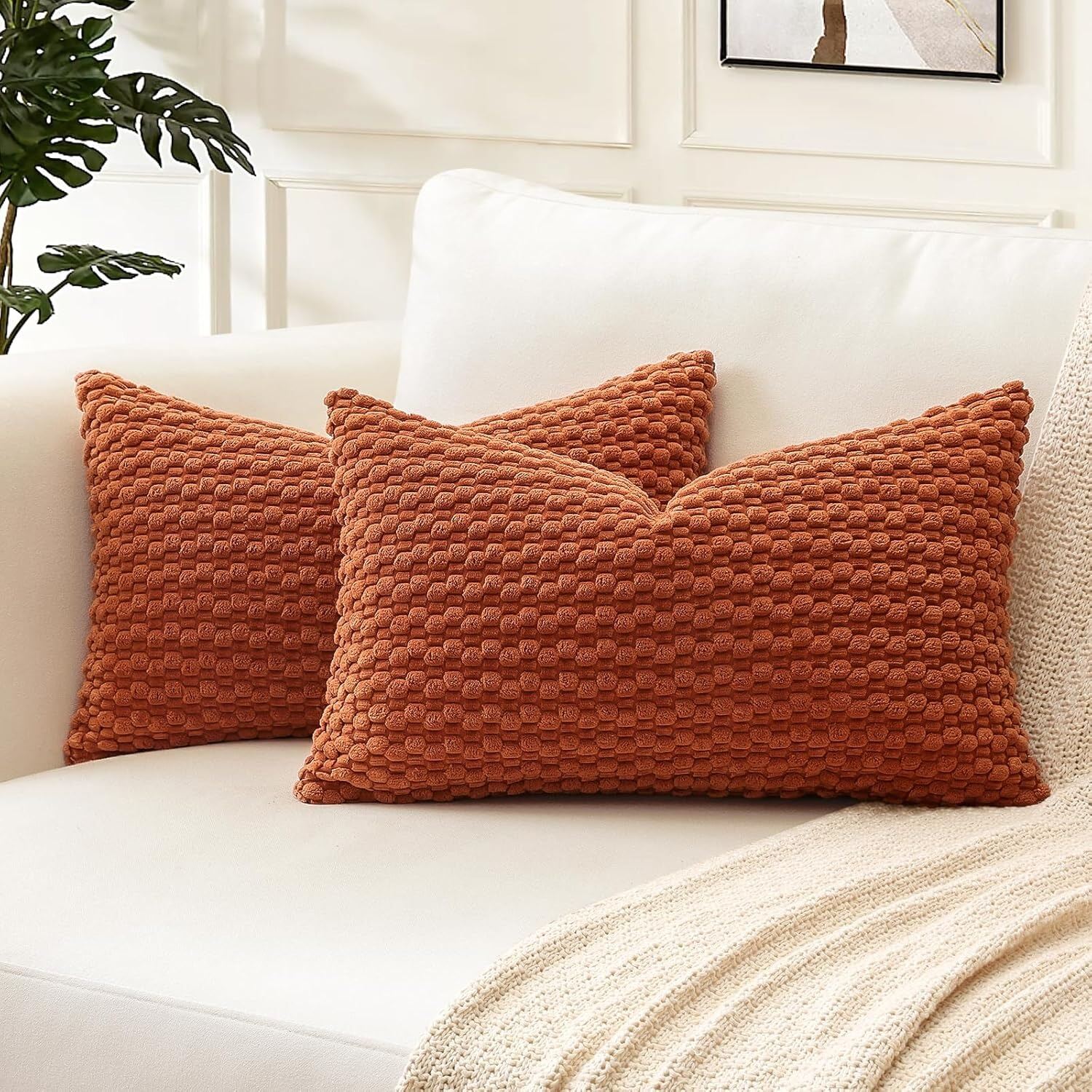 Rectangle Pillowcases 30x50CM Solid Color Decorative Throw Pillow Cover Corduroy Pillowcase for Couch Living Room Dark Green