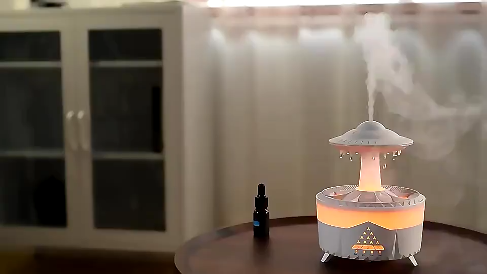Humidifier UFO Diffuser Unique Mushroom Cloud Rain Drop Noiseless Portable Water Drip Aromatherapy Diffuser Humidifier