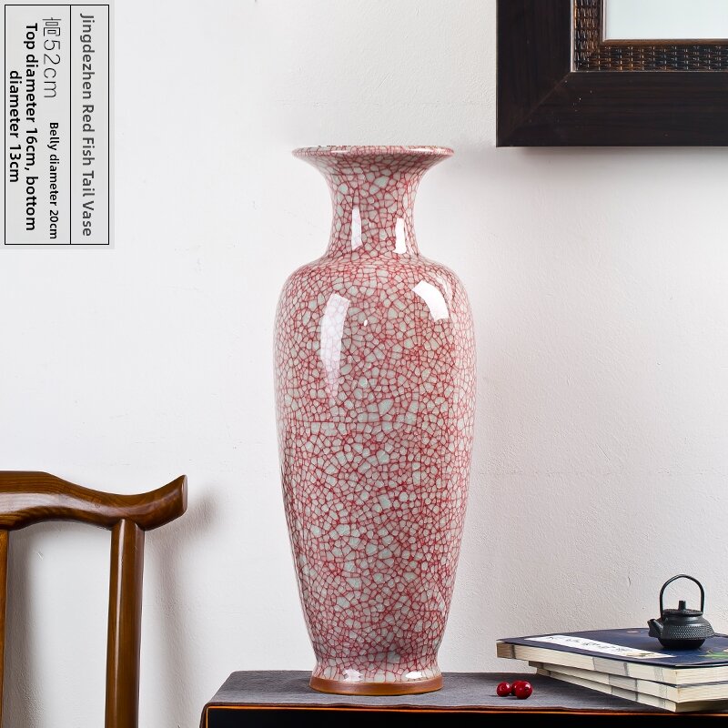Large Ceramic Flower Vase Decoration Living Room Floor Standing Ancient Imitation Porcelain Modern Chinese Style Home Decor Crafts