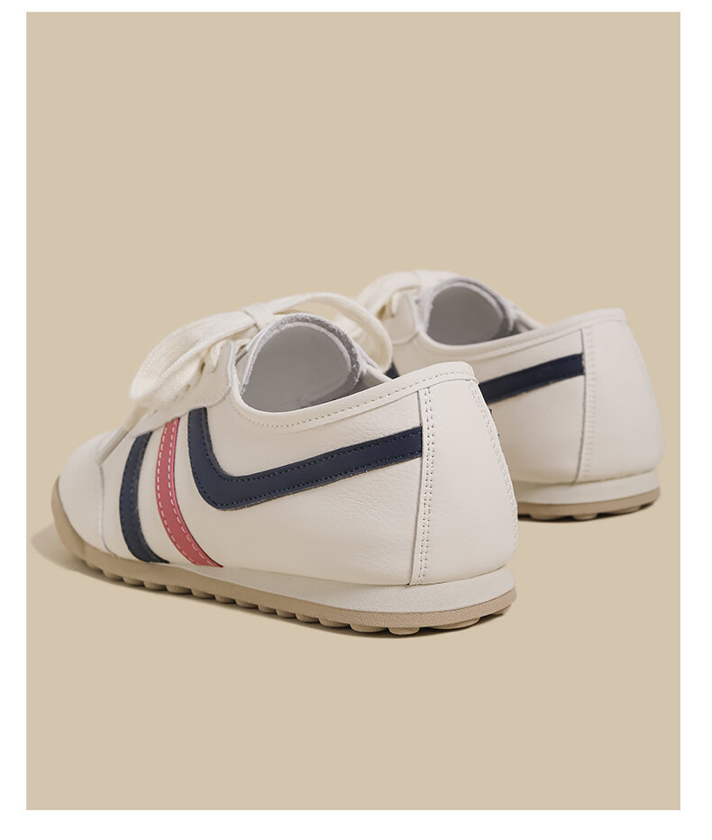 White Dequn Shoes Women's Casual Flat Bottom Sports Fashionable Spring Autumn New Style Versatile Dad Sneakers Comfortable Rubber Sole · v11