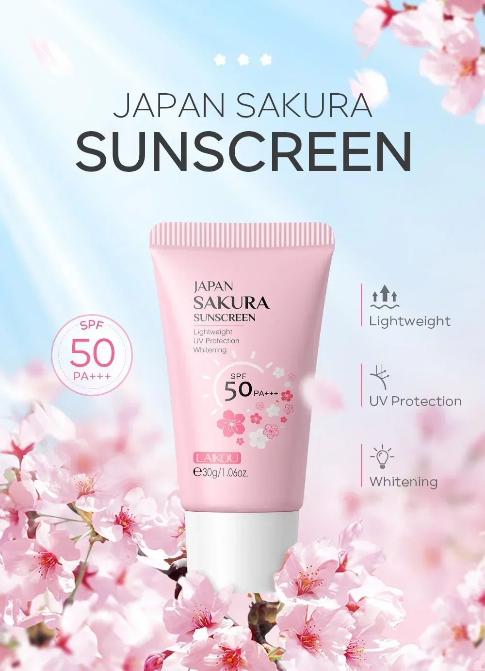 Sakura Sunscreen Spf50 Moisturizing Uv Protection Water Resistant