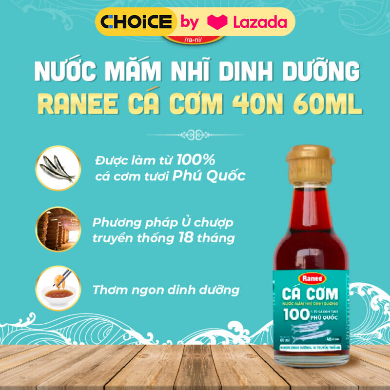 Combo 3 chai nước mắm nhĩ dinh dưỡng Ranee cá cơm 40N 60ml ( 3 chai x 60ml)