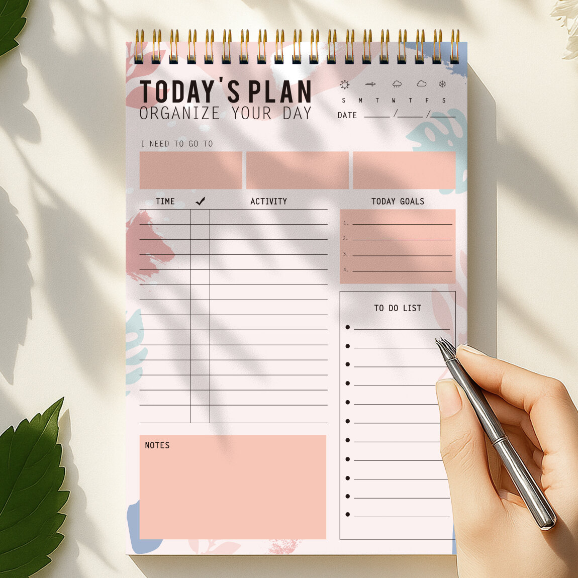 A5 Undated Daily Planner Notepad Spiral to Do List Notebook Time Schedule Organizer for Home Office School