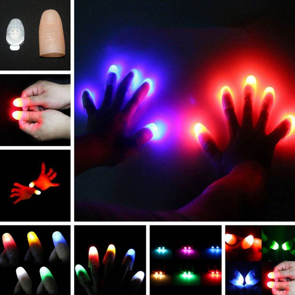 GQBN44V3 1 Pc Luminous Magic Trick Props LED Flashing Fingers Finger Light Induction Light Light Up Thumbs