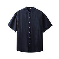 DUKEEN | Tencel Linen Stand Collar Short Sleeve Lightweight Loose Casual Retro Chinese-Style Mens Shirt