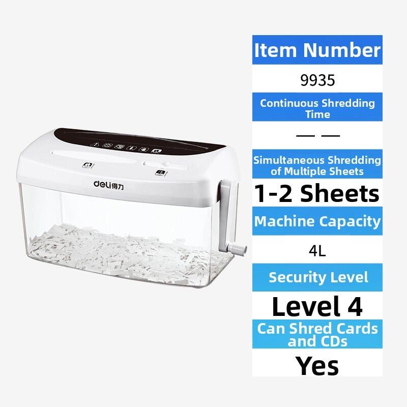 deli | Manual Shredder A4 Paper Card CD Photo Mini