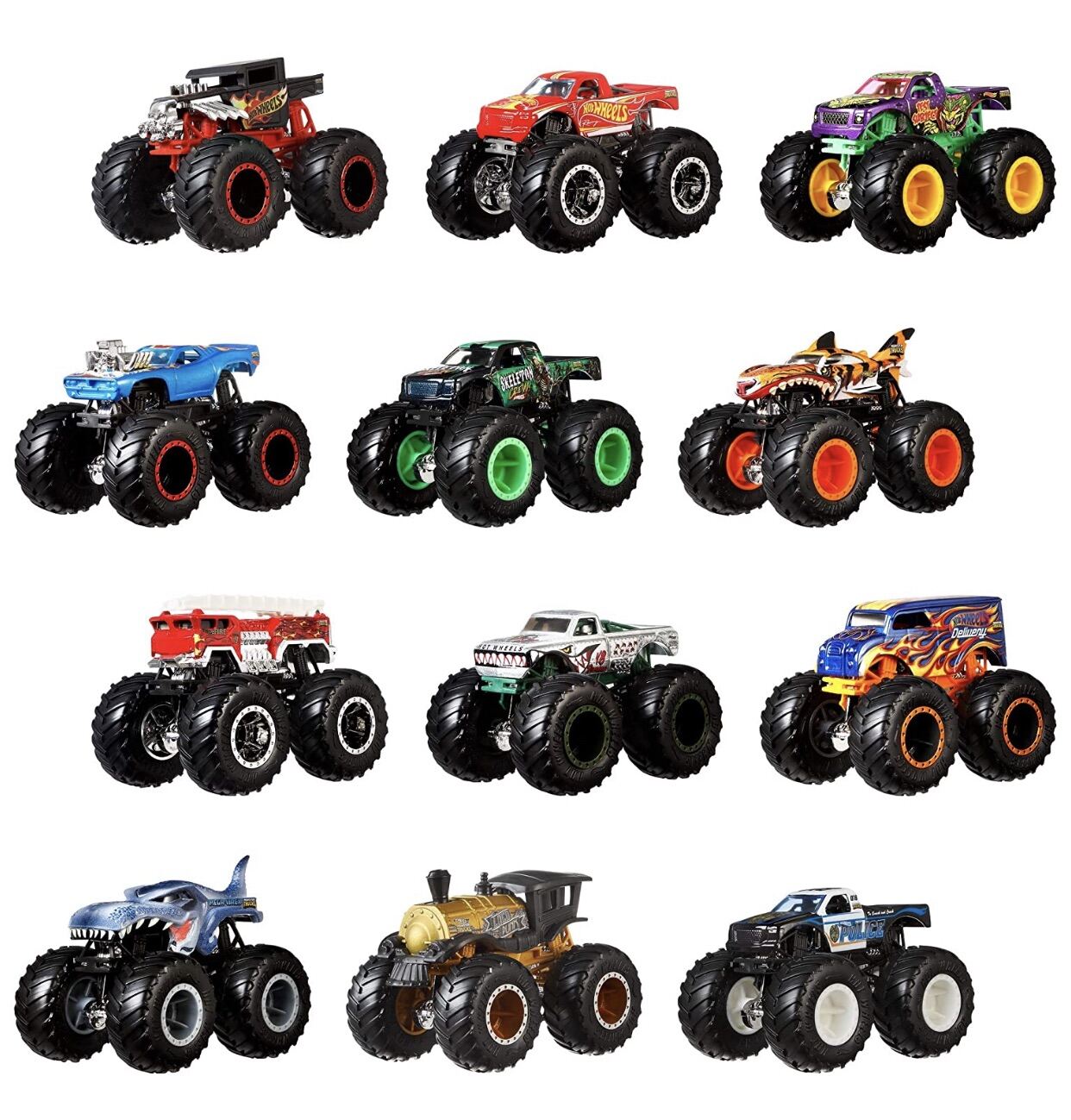 Hot Wheels Monster Trucks 1:64 Scale Die-Cast Ultimate Chaos 12 Pack ...