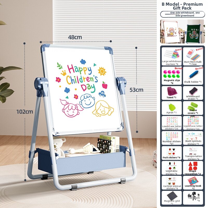 Dust-free Double-sided Magnetic Blackboard and Whiteboard for Kids Teaching