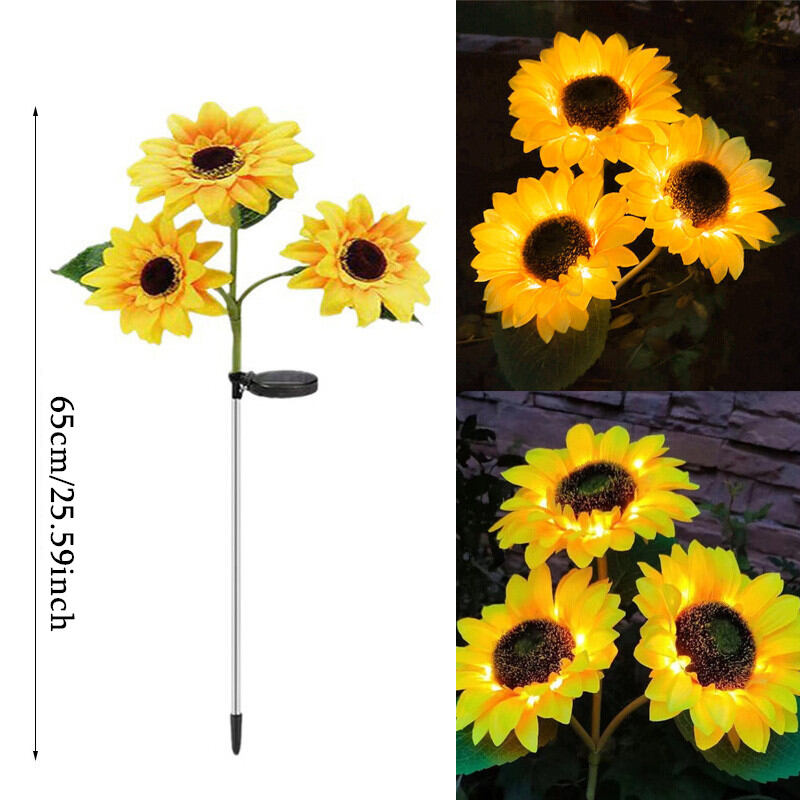 3 Heads 1 Head Solar Simulation Sunflower LED Lights Garden Yard Lawn Night Lights Landscape Lamp Decor Christmas Flower Light